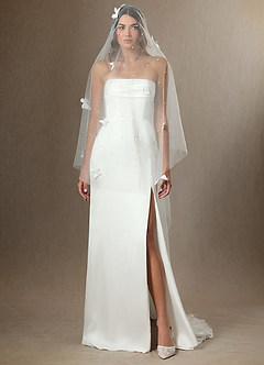 front Butterfly and Pearl Cathedral Length Draped Blusher Veil