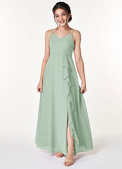 Azazie Naeem Junior Agave A-Line Ruched Chiffon Dress image1