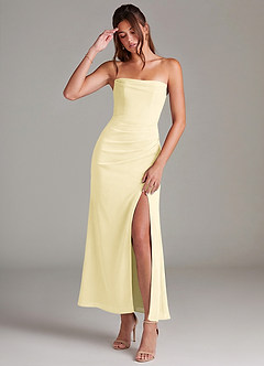 Azazie Leonis Bridesmaid Dresses Lemon Sorbet Mermaid Strapless Chiffon Convertible Dress image1