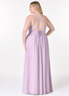 Azazie Farren Bridesmaid Dresses Frosted Lilac A-Line Pleated Chiffon Convertible Dress image11