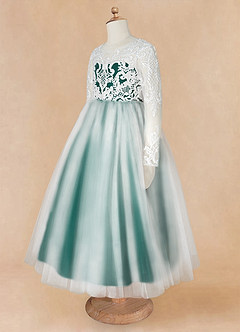 Azazie Elodie Robe Demoiselle D'honneur Fillette Robe Princesse en Dentelle Ivoire Pin image12