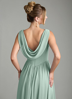 Azazie Novi Bridesmaid Dresses Agave A-Line Pleated Chiffon Dress image2