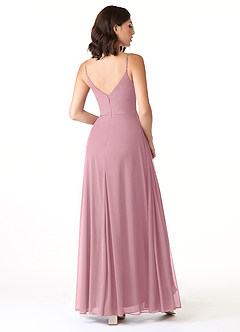 Azazie Evalin Final Sale Vintage Mauve A-Line V-Neck Pleated Mesh Dress image4