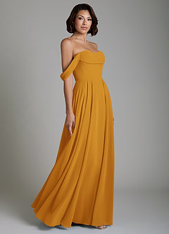 Azazie Loisa Bridesmaid Dresses Butterscotch A-Line Corset Chiffon Convertible Dress image6