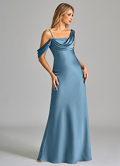 Azazie Celina Brautjungfernkleider Etui Schulterfrei Stretch-Satin Kleid Stahlblau image5