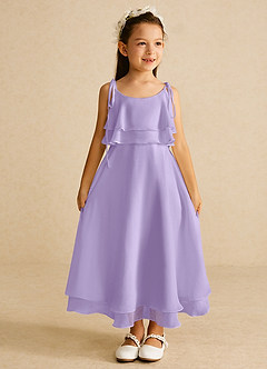 Azazie Temi Flower Girl Dresses Lilac A-Line Spaghetti Strap Chiffon Dress image3