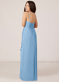 Azazie Kaylee Junior Powder Blue A-Line with Belt Chiffon Dress image5