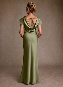 Azazie Shelby Mother of the Bride Dresses Pistachio Mermaid Pleated Stretch Satin Dress image2