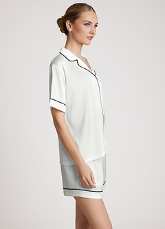 front Pyjama-Set mit Satin-Kontrastpaspelierung