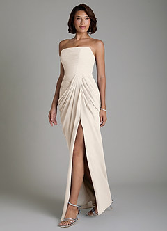 Azazie Nyra Robes de demoiselle d'honneur Robe Fourreau en Mousseline de soie Corset Albâtre Blanc image6