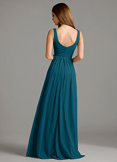 Azazie Keyla Bridesmaid Dresses Ink Blue A-Line Pleated Mesh Dress image2