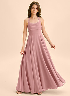 Azazie Kady Junior Linia A Dekolt w kształcie serca Szyfon Długość podłogi Młodsza druhna Sukienka image1