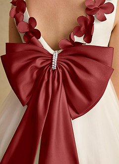 Azazie Lilli Flower Girl Dresses Ivory Rust A-Line Bow Tulle Dress image6