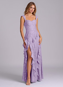 Azazie Sloane Brudtärnklänningar Klä av A-Linje i Blommig Utbrändhet Älskling Halsringning Lila image6