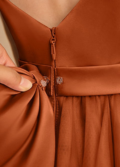 Azazie Patootie Final Sale Agave A-Line Spaghetti Strap Tulle Dress image7