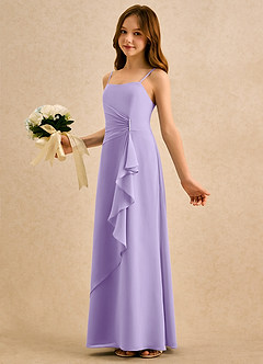 Azazie lolly Girls Formal Robe Demoiselle D'honneur Fillette Robe Trapèze en Mousseline de soie Plissée Lilas image1