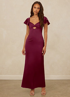 Christian Siriano Bridal for Azazie 1005 Bridesmaid Dresses Mulberry Sheath Sweetheart Neckline Stretch Satin Dress image4