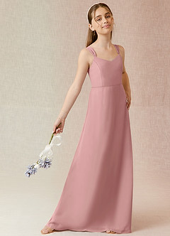 Azazie Denice Junior Dusty Rose A-Line Chiffon Dress image4