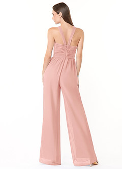 Azazie Berdie Bridesmaid Dresses Rosette Halter Chiffon Jumpsuit image2
