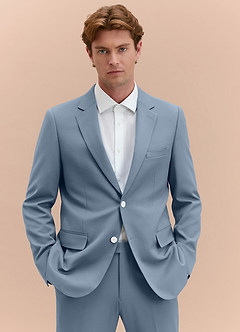 front James Dusty Blue Structured Stretch Suit Jacket