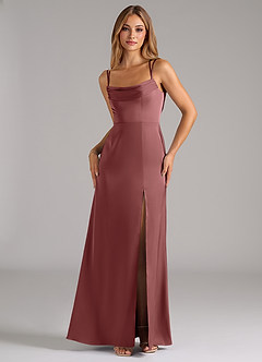Azazie Callan Bridesmaid Dresses Amethyst A-Line Pleated Stretch Satin Convertible Dress image5