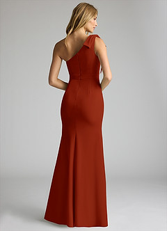 Azazie Rinna Bridesmaid Dresses Rust Mermaid One Shoulder Stretch Crepe Dress image2