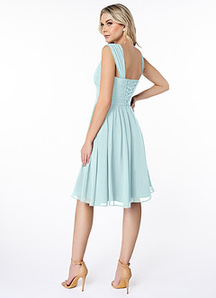Azazie Angie Bridesmaid Dresses Sea Glass A-Line Corset Chiffon Dress image5