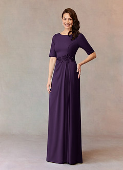 Azazie Joelle Mother of the Bride Dresses Plum A-Line Sequins Stretch Crepe Dress image1