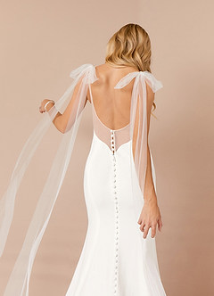 Azazie Sharen Robes de mariée Robe Sirène en Crêpe Élastique Blanc De Diamant image7