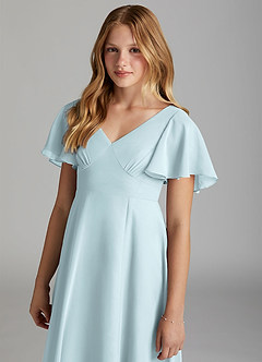 Azazie Kimber Junior Mist A-Line Pleated Chiffon Dress image6
