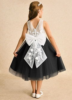 Azazie Lina Flower Girl Dresses Ivory Black Ball-Gown Lace Dress image1