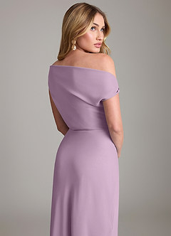 Azazie Emerson Bridesmaid Dresses Wisteria Sheath Off the Shoulder Chiffon Dress image3