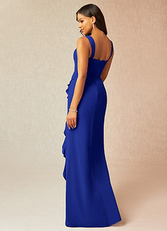 Azazie Camellia Bridesmaid Dresses Royal Blue Sheath Lace Chiffon Dress image2