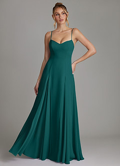 Azazie Imani Bridesmaid Dresses Peacock A-Line Sweetheart Neckline Chiffon Dress image1