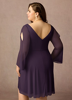 Azazie Teraso Final Sale Plum A-Line Pleated Mesh Dress image15