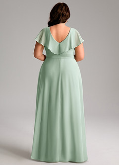 Azazie Lainey Bridesmaid Dresses Agave A-Line with Pockets Chiffon Dress image9