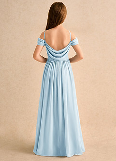 Azazie Shia Junior Formal Flower Girl Dresses Sky Blue A-Line Off the Shoulder Chiffon Dress image2
