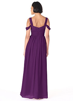 Azazie Lianne Bridesmaid Dresses Grape A-Line Off the Shoulder Chiffon Dress image4