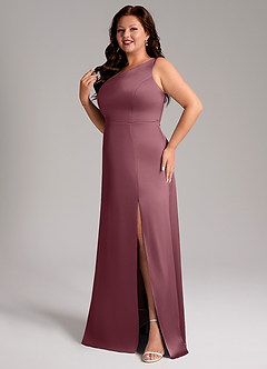 Azazie Phaedra Brautjungfernkleider A-Linie One-Shoulder Stretch-Satin Kleid Wüstenrose image12