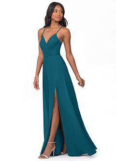 Azazie Everleigh Bridesmaid Dresses Ink Blue A-Line Sweetheart Pleated Chiffon Dress image6