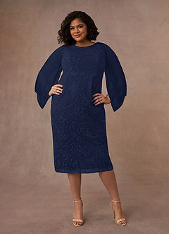Azazie Mya Mother of the Bride Dresses Dark Navy Sheath Scoop lace Lace Dress image6