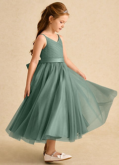 Azazie Patootie vestidos de niña de las flores Vestido de Eucalipto de Tul de Corte En A con Tirante Espagueti image4