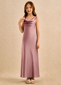 Azazie Raspberry Girls Formal Flower Girl Klänningar Klä A-Line i Stretch Satin Plisserad image5