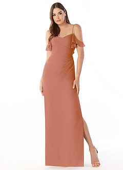 Azazie Emeralda Bridesmaid Dresses MAI TAI Sheath Off the Shoulder Chiffon Dress image3