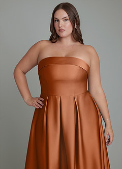 Azazie Lucienne Bridesmaid Dresses Copper A-Line Strapless Stretch Satin Convertible Dress image13