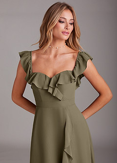 Azazie Lyra Bridesmaid Dresses Willow Green A-Line Chiffon Convertible Dress image10