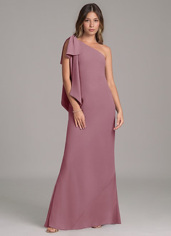 Azazie Capri Bridesmaid Dresses Vintage Mauve A-Line One Shoulder Chiffon Dress image6