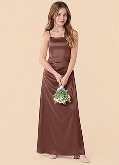 Azazie Renna Junior Robe Sirène en Satin extensible Plissée Expresso image4