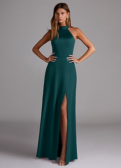 Azazie Myra Brautjungfernkleider A-Linie Seitliche Cut-Outs Stretch-Satin Kleid Kiefer image3
