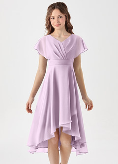 Azazie Graciela Junior Frosted Lilac A-Line Pleated Chiffon Dress image3